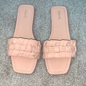 Qupid Braided Blush Slide Sandal Sz 8 - NWOT